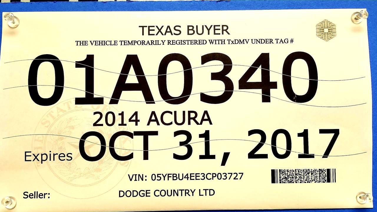 Texas Temp Tag Template